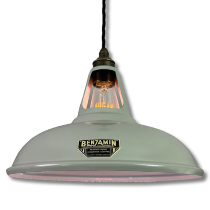 Cawston ~ Original Grey Slotted Lampshade Pendant Set Light *Worn* ~ 11 Inch