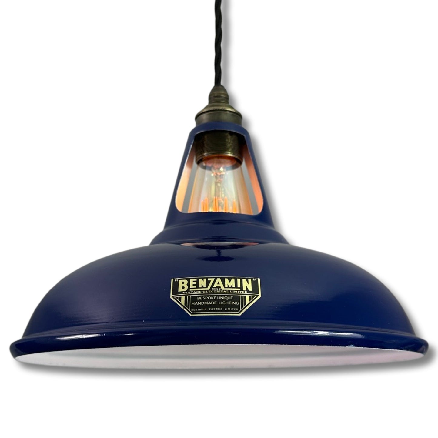 Cawston ~ Royal Blue Slotted Lampshade Pendant Set Light *Worn*~ 11 Inch