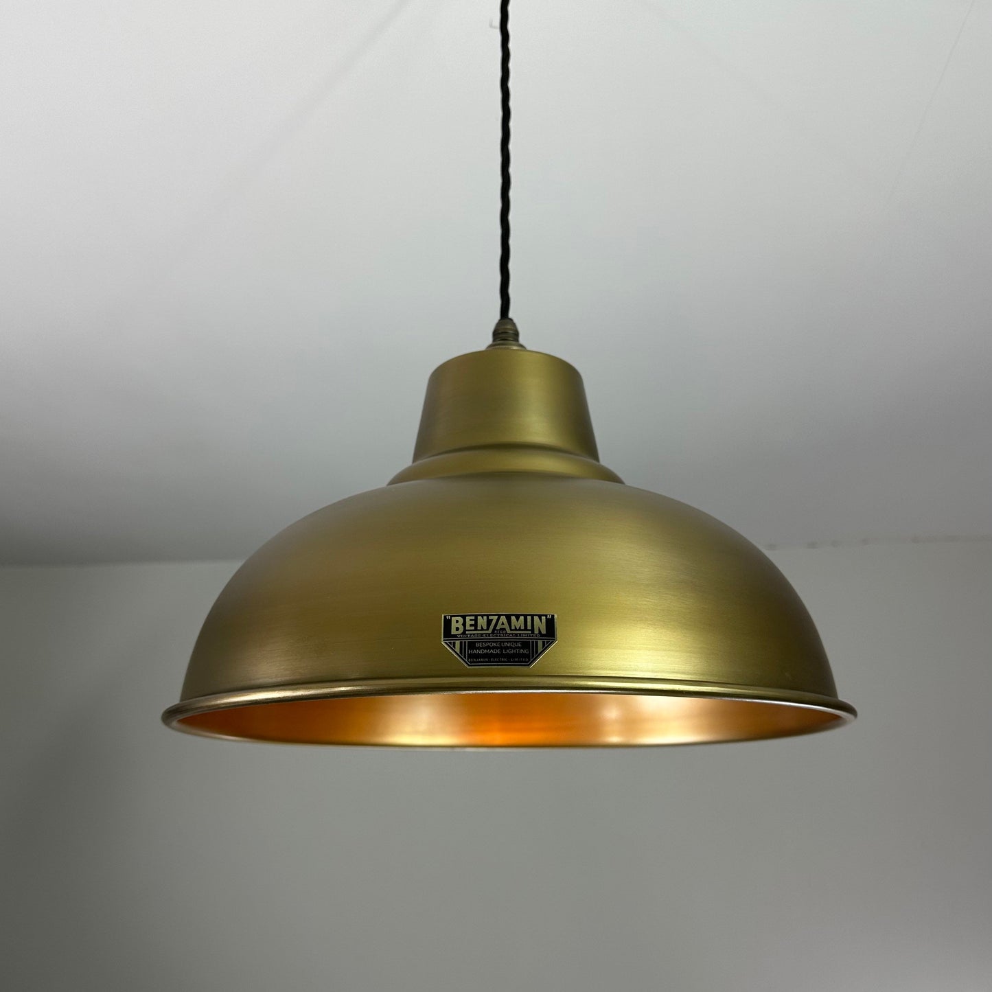 Salthouse XL ~ Antique Brass Dome Lampshade Pendant Ceiling Light ~ 14.5 Inch