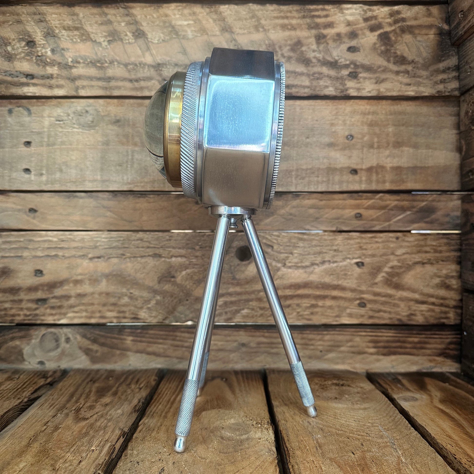 Maxlume ~ London Table Tripod Clock Polished Nickel Solid Brass Ship Nautical Vintage Industrial Decor