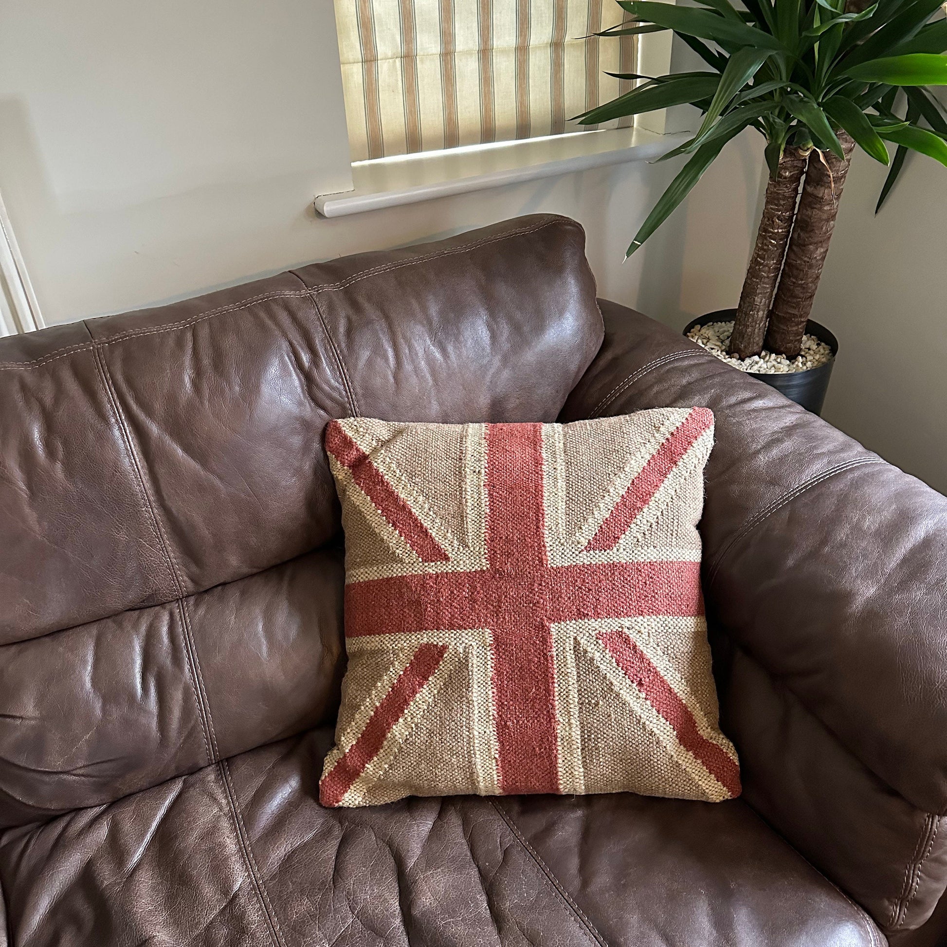 Hand Crafted Union Jack Flag Large 18” Cushion | Great Britain | Vintage Style | Man Cave Pillow