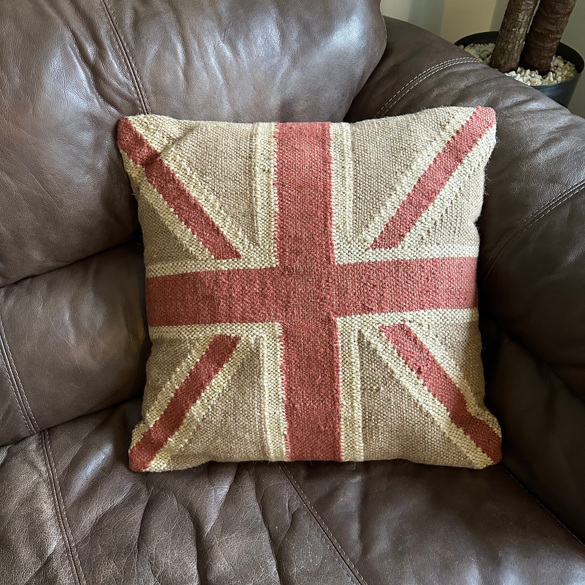 Hand Crafted Union Jack Flag Large 18” Cushion | Great Britain | Vintage Style | Man Cave Pillow