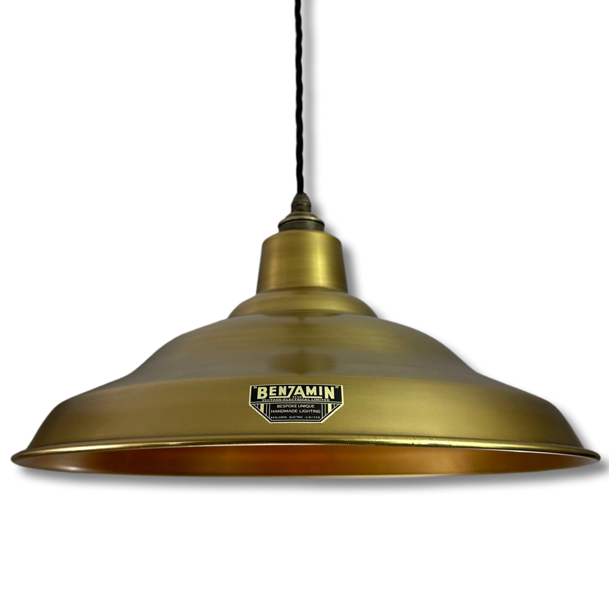 Bawsey ~ Antique Brass Lampshade Pendant Ceiling Light ~ 16 Inch