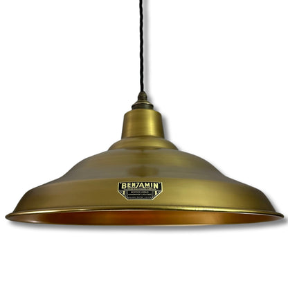 Bawsey ~ Antique Brass Lampshade Pendant Ceiling Light ~ 16 Inch