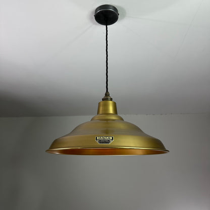 Bawsey ~ Antique Brass Lampshade Pendant Ceiling Light ~ 16 Inch