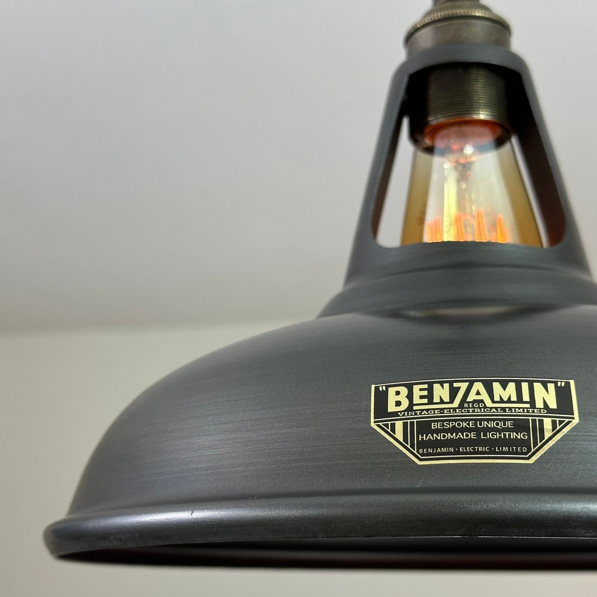 Cawston ~ Pewter Grey Slotted Lampshade Pendant Set Light ~ 11 Inch