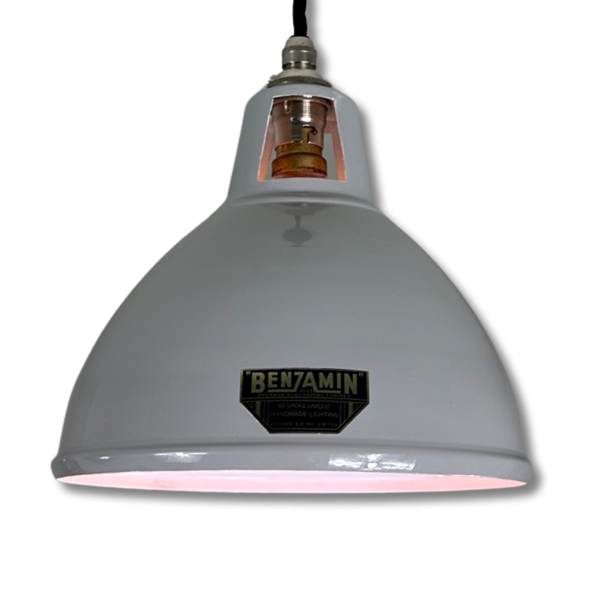 Shropham ~ *Worn* Original Grey Lampshade Pendant Ceiling Light ~ 8 Inch