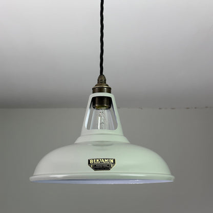 Cawston ~ Original Grey Slotted Lampshade Pendant Set Light *Worn* ~ 11 Inch