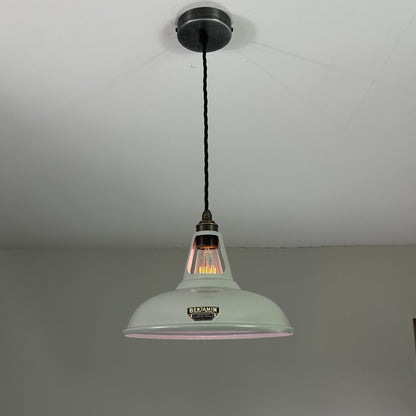 Cawston ~ Original Grey Slotted Lampshade Pendant Set Light *Worn* ~ 11 Inch
