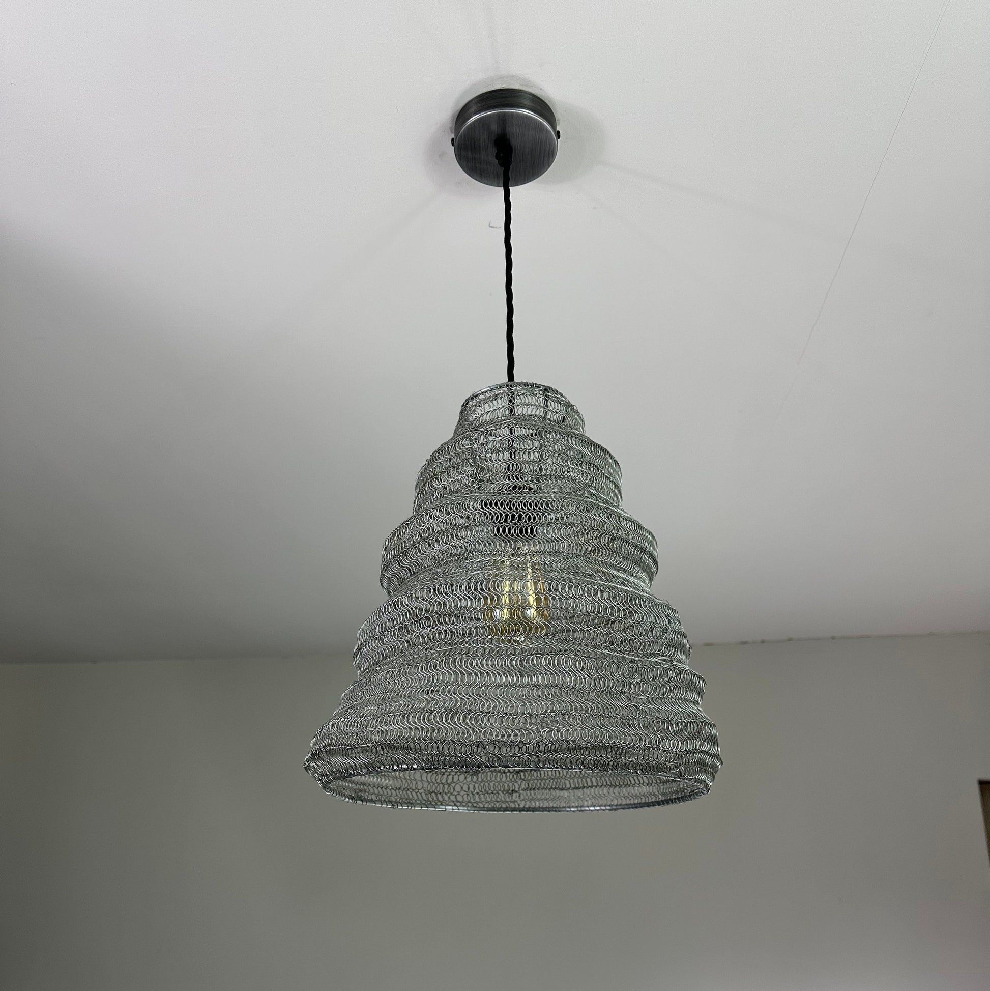 Walton ~ Beehive Large Silver Wire Mesh Lampshade Pendant Ceiling Light