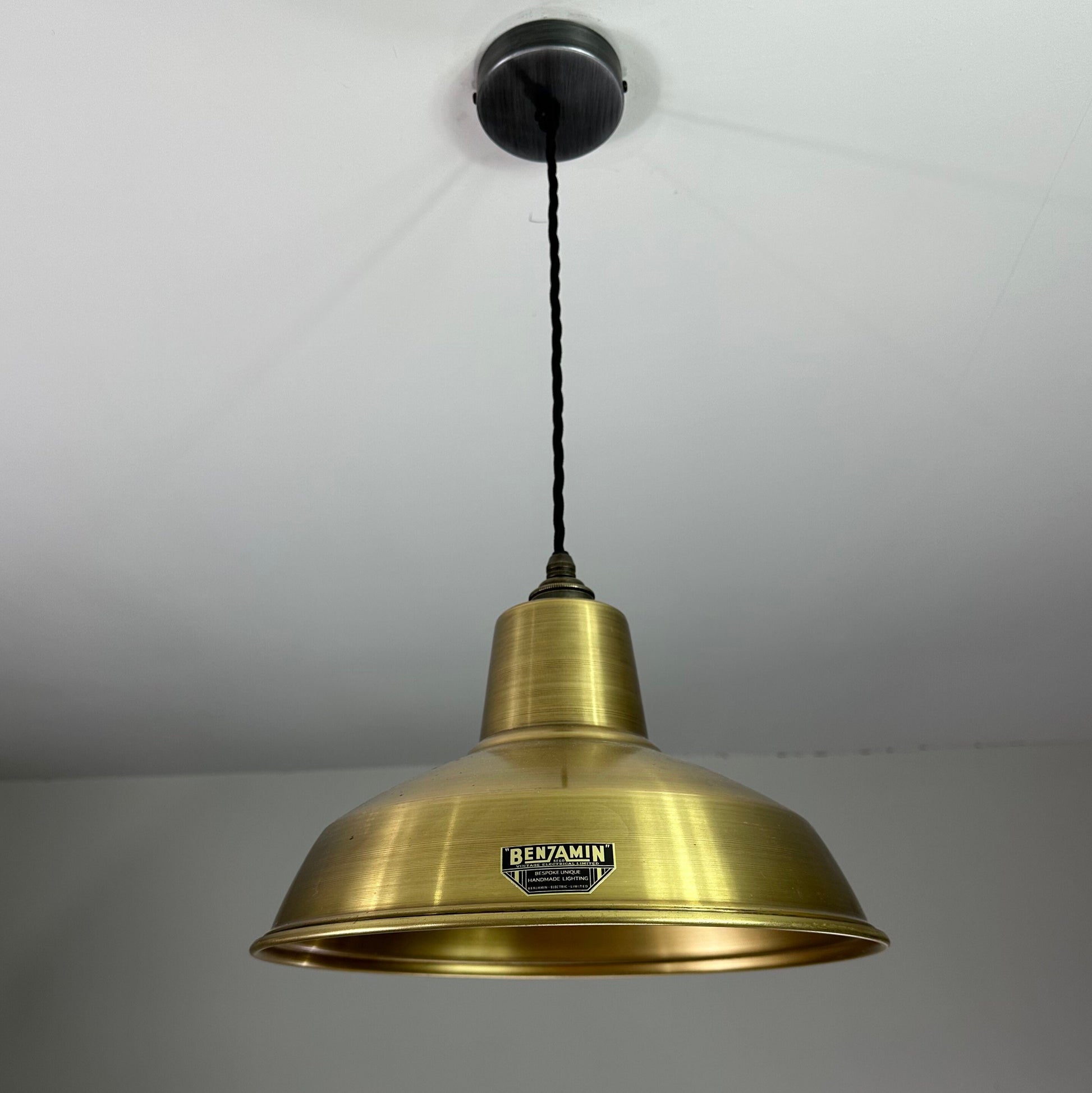 Filby ~ Antique Brass Lampshade Pendant Ceiling Light ~ 12.5 Inch