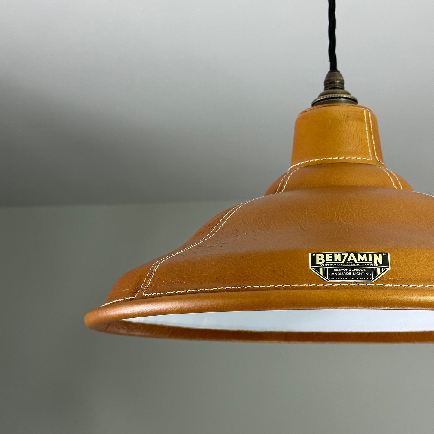 Bawsey ~ Genuine Leather Lampshade Pendant Ceiling Light ~ 16 Inch