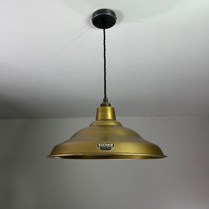 Bawsey ~ Antique Brass Lampshade Pendant Ceiling Light ~ 16 Inch