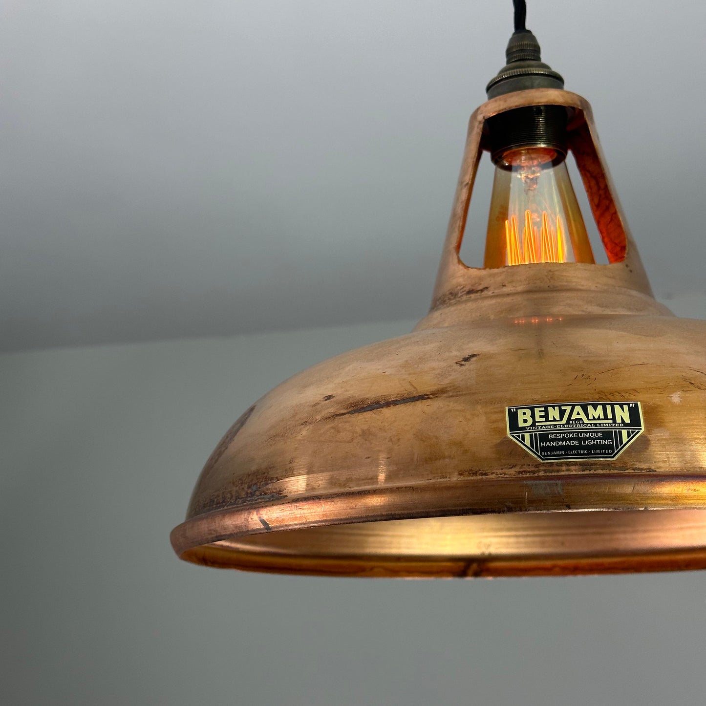 Cawston XL - Antique Copper Lampshade Pendant Set Light - 14 Inch