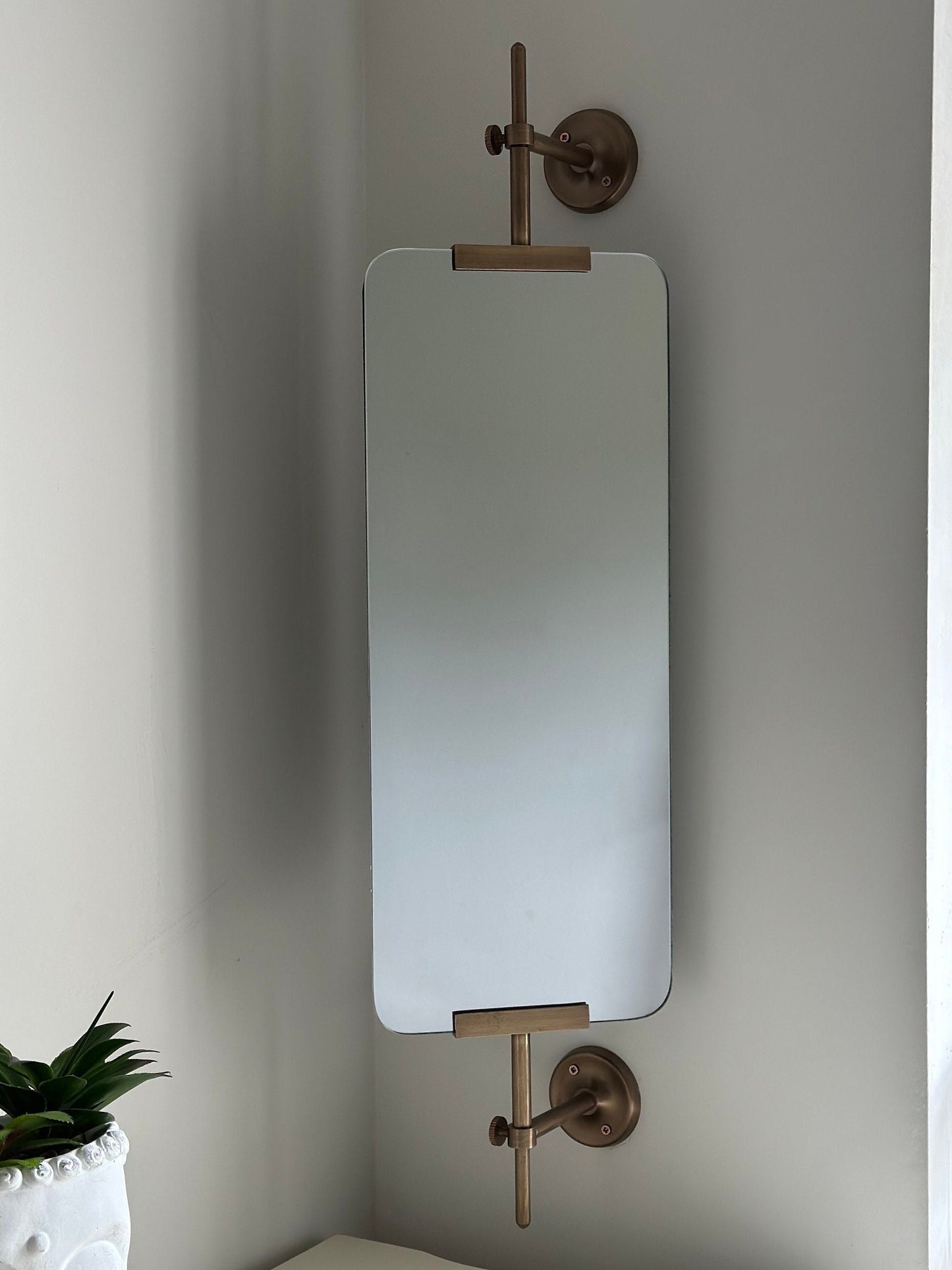 Maxlume ~ Handmade Swivel Wall Glass Mirror & Antique Brass