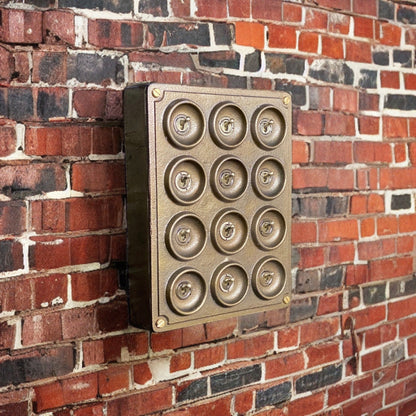 12 Gang 2 Way Bronze Solid Cast Metal Surface Mounting Conduit Light Switch Industrial - BS EN Approved Vintage Crabtree 1950’s Style