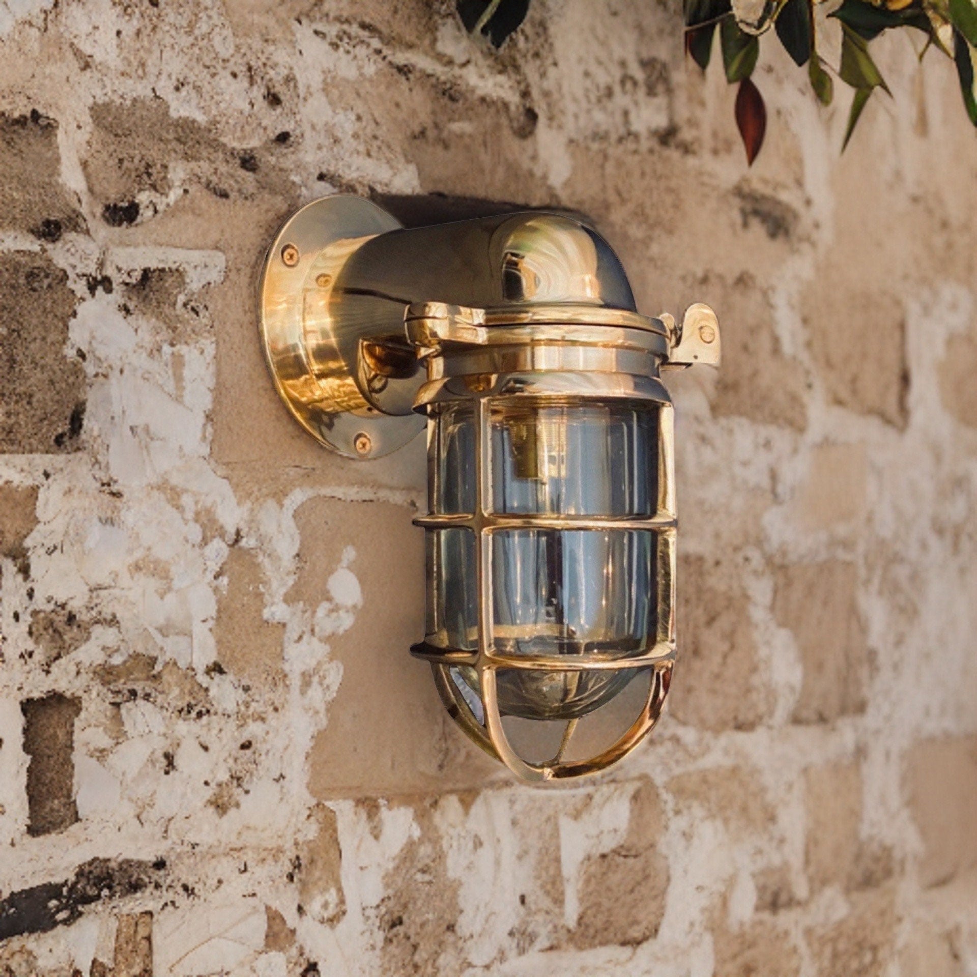 Happisburgh ~ Solid Brass Bulkhead Sconce Ships Wall Mounted Light Outdoor & Bathroom | 10 Inch