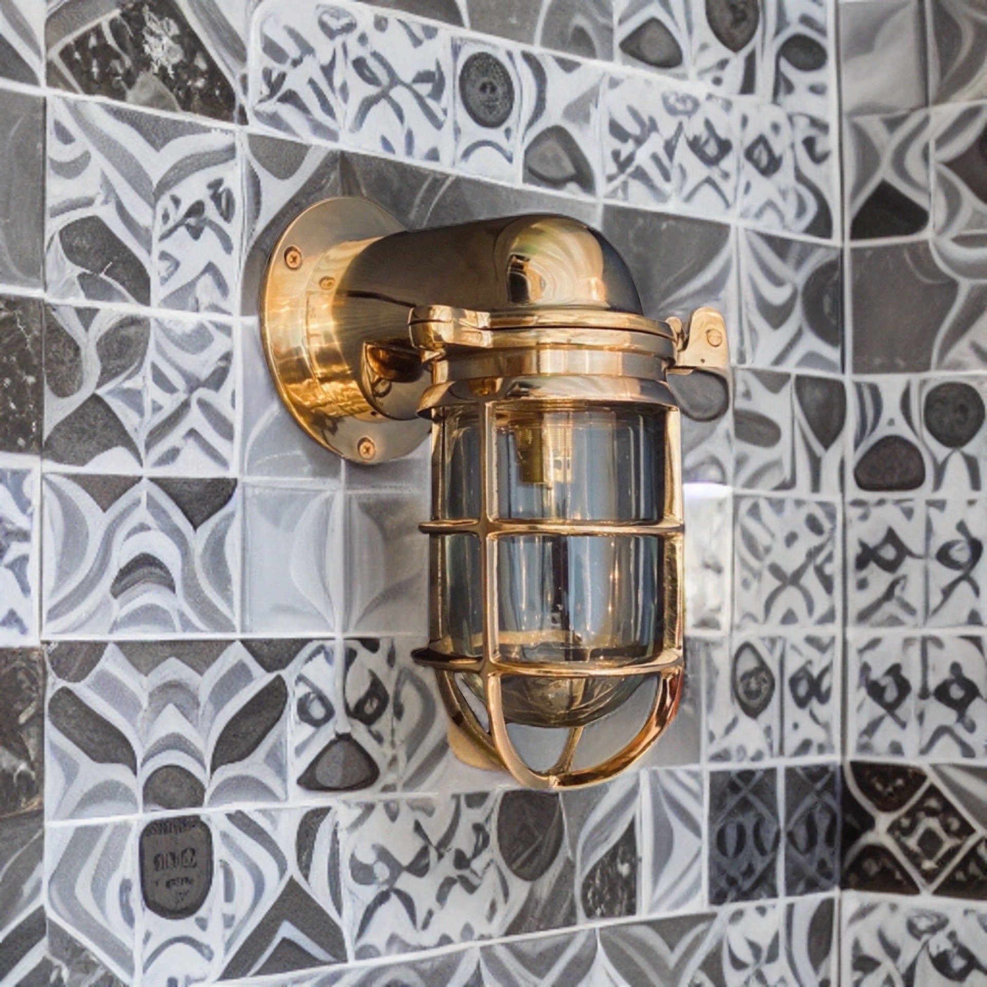 Happisburgh ~ Solid Brass Bulkhead Sconce Ships Wall Mounted Light Outdoor & Bathroom | 10 Inch