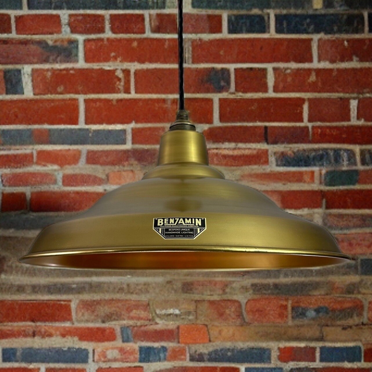Bawsey ~ Antique Brass Lampshade Pendant Ceiling Light ~ 16 Inch