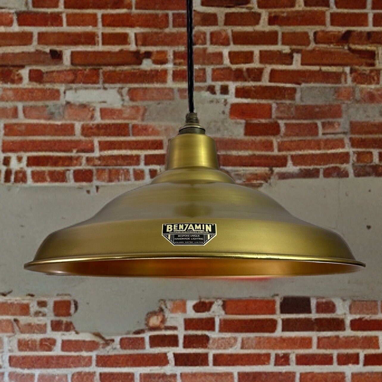 Bawsey ~ Antique Brass Lampshade Pendant Ceiling Light ~ 16 Inch