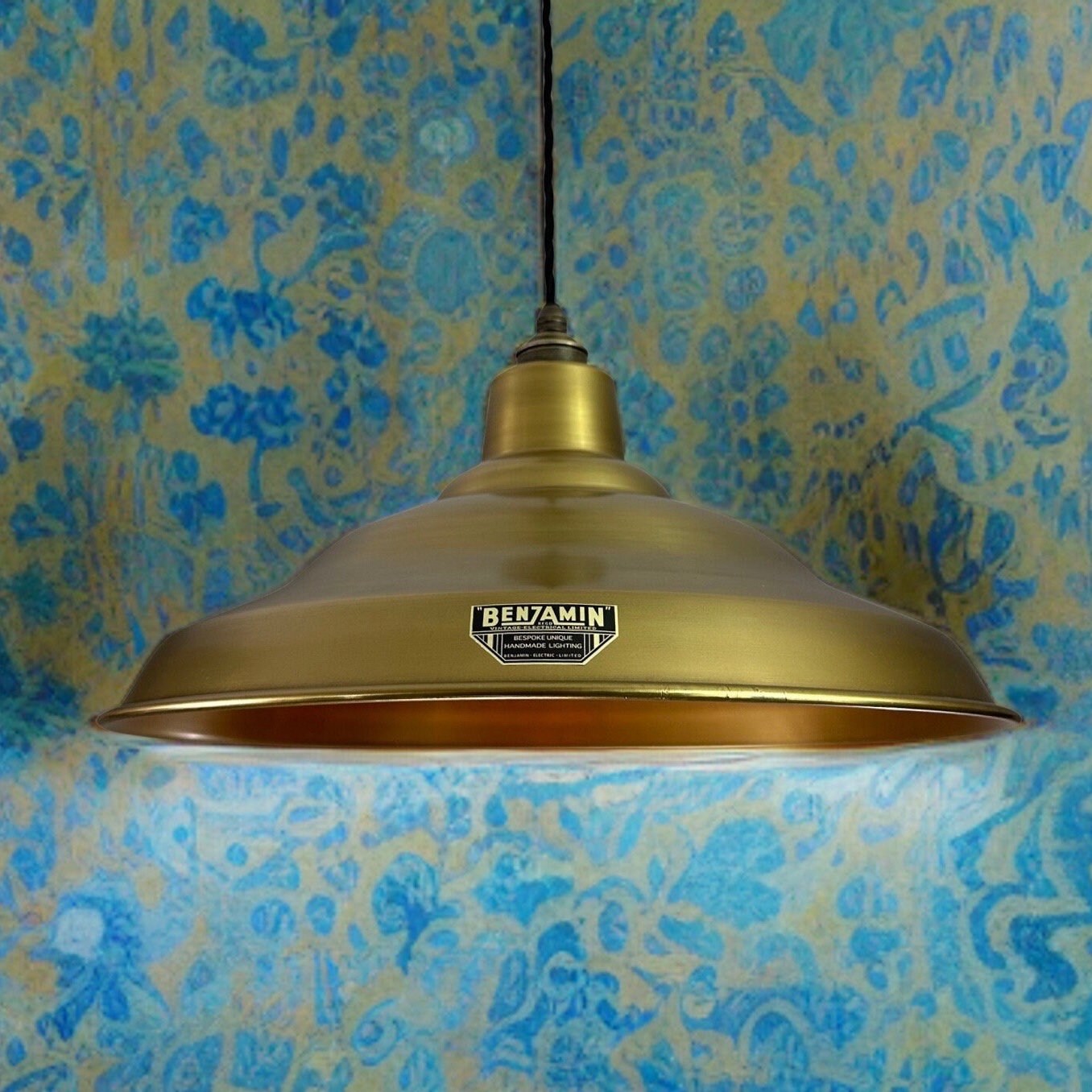 Bawsey ~ Antique Brass Lampshade Pendant Ceiling Light ~ 16 Inch
