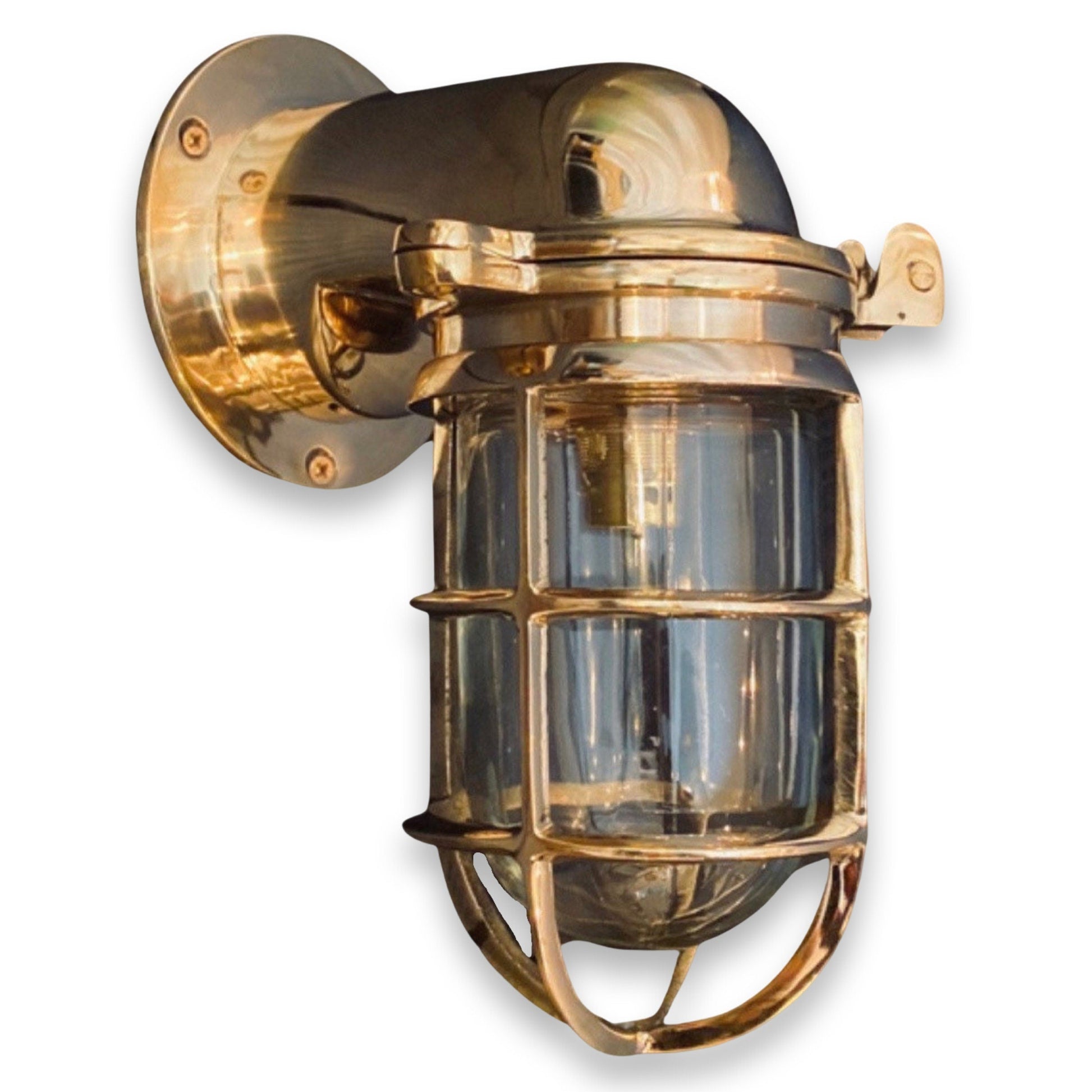 Happisburgh ~ Solid Brass Bulkhead Sconce Ships Wall Mounted Light Outdoor & Bathroom | 10 Inch