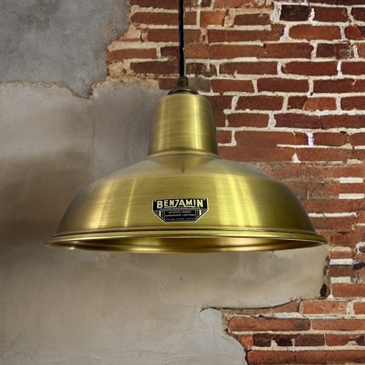 Filby ~ Antique Brass Lampshade Pendant Ceiling Light ~ 12.5 Inch