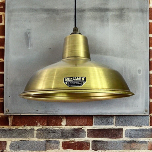 Filby ~ Antique Brass Lampshade Pendant Ceiling Light ~ 12.5 Inch