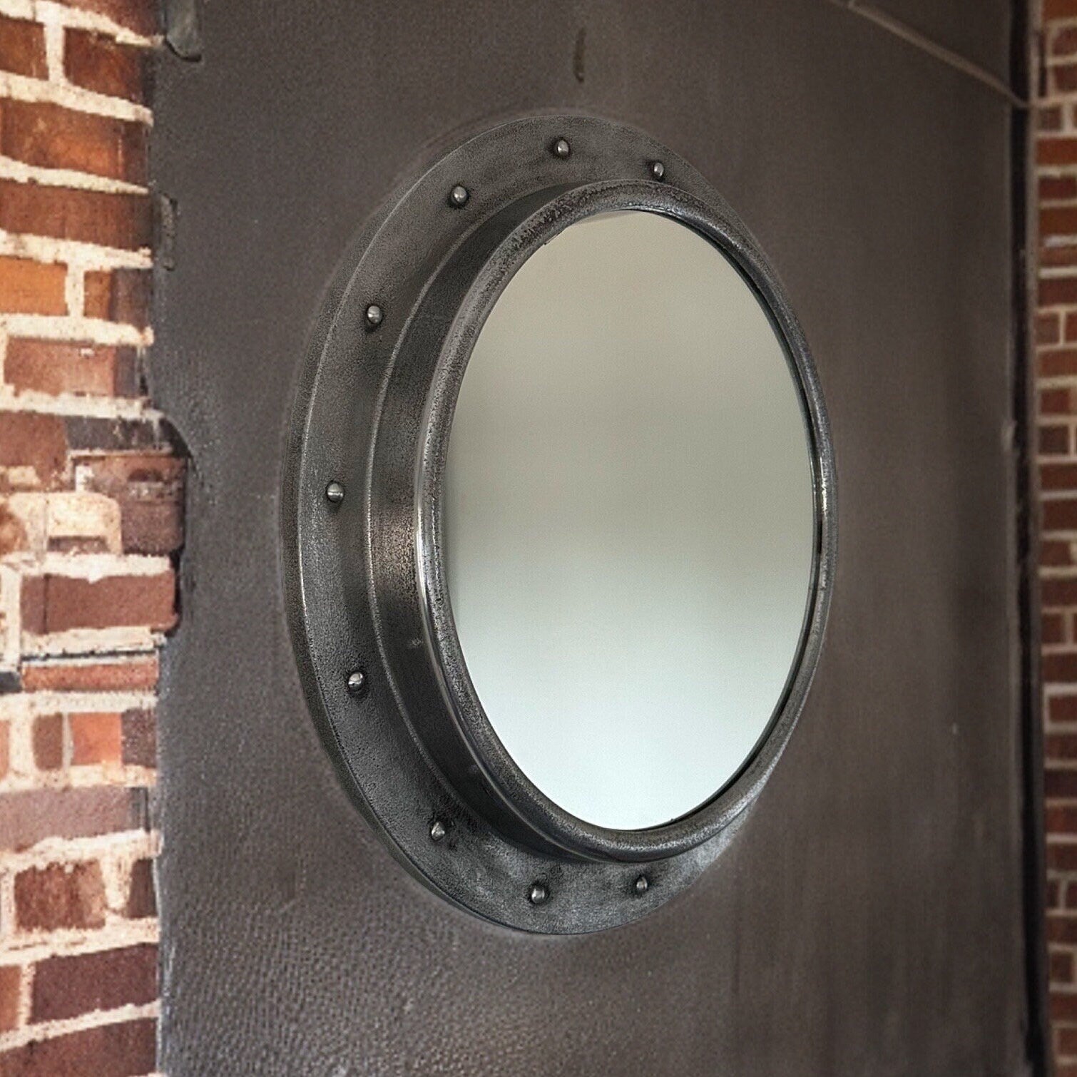 Oversized XL Mirror Solid Cast Nautical Industrial US Navy Deck Yacht Master ~ 61cm