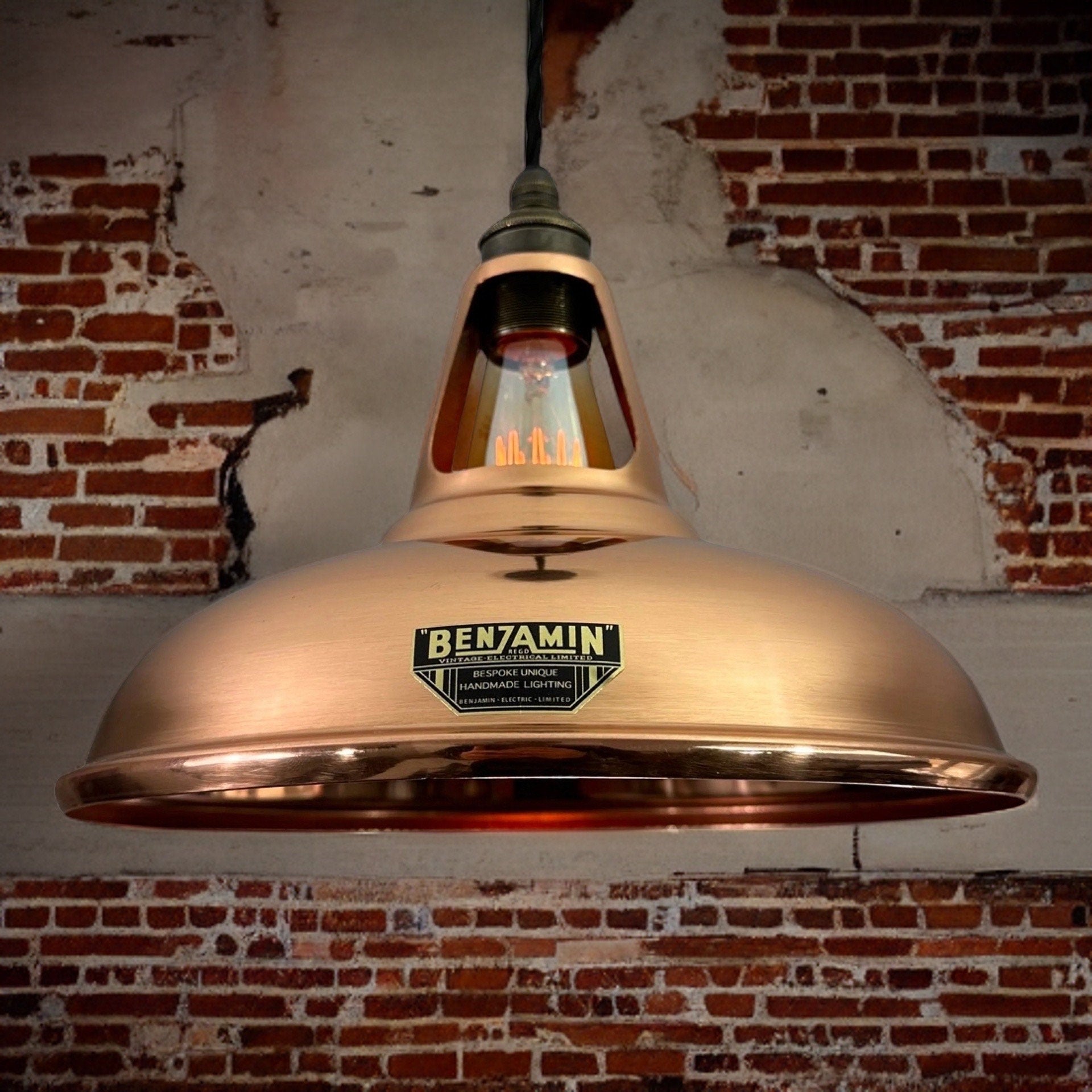 Cawston ~ Genuine Solid Copper Lampshade Slotted Pendant Ceiling Light ~ 11 Inch