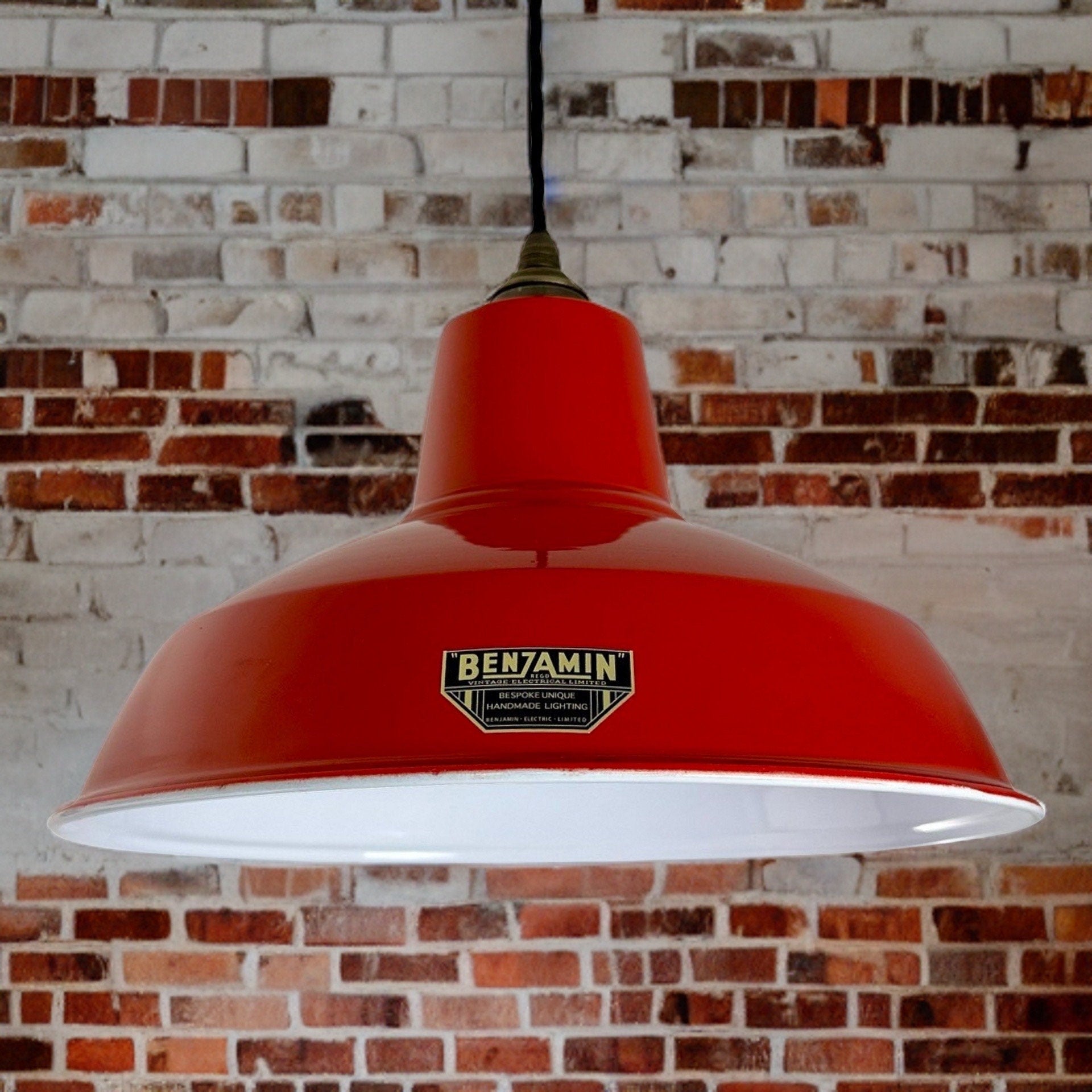 Filby ~ British Red RLM Reflector Lampshade Pendant Set Light ~ 12.5 Inch