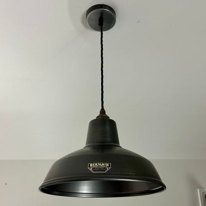Filby ~ Pewter Grey RLM Reflector Lampshade Pendant Set Light ~ 12.5 Inch