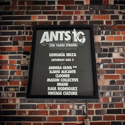 Ants ~ Genuine Ushuaia 10 Years Strong Anniversary Ibiza Framed Dj Artwork | Hi Ibiza | Luxury Black Frame