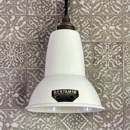 Alby ~ Linen White Shade Pendant Set Light ~ 6 Inch