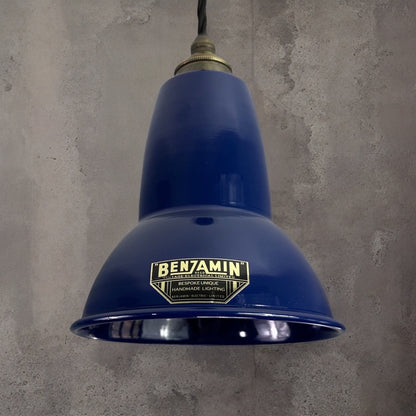 Alby ~ Navy Blue Shade Pendant Set Light | Ceiling Dining Room | Kitchen Table | Vintage Edison Filament Bulb | 6 Inch