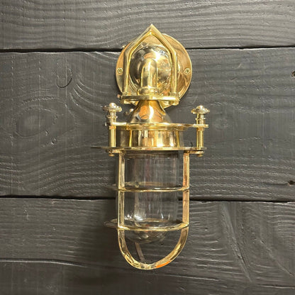Kelling ~ Bulkhead Outdoor & Bathroom Sconce Wall Light Solid Brass | 11 Inch