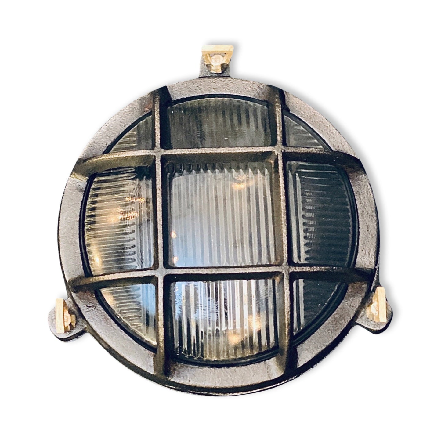 Wroxham ~ Caged Bulkhead Cast Pewter Industrial Wall Light | Ceiling Bathroom | Outdoor Garden | Vintage