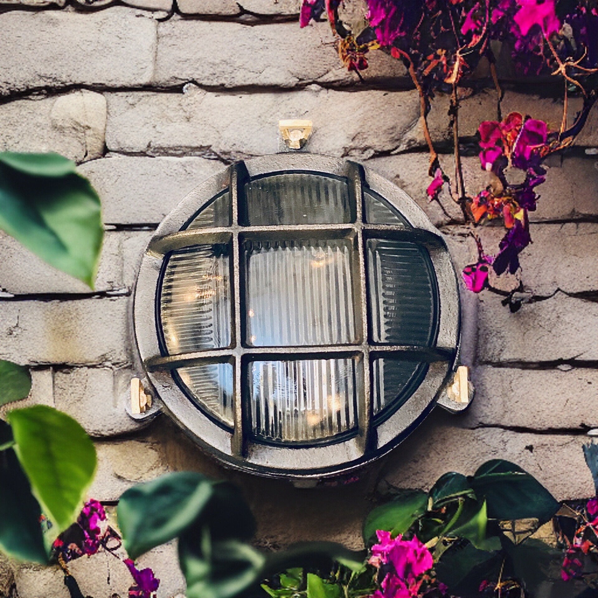 Wroxham ~ Caged Bulkhead Cast Pewter Industrial Wall Light | Ceiling Bathroom | Outdoor Garden | Vintage