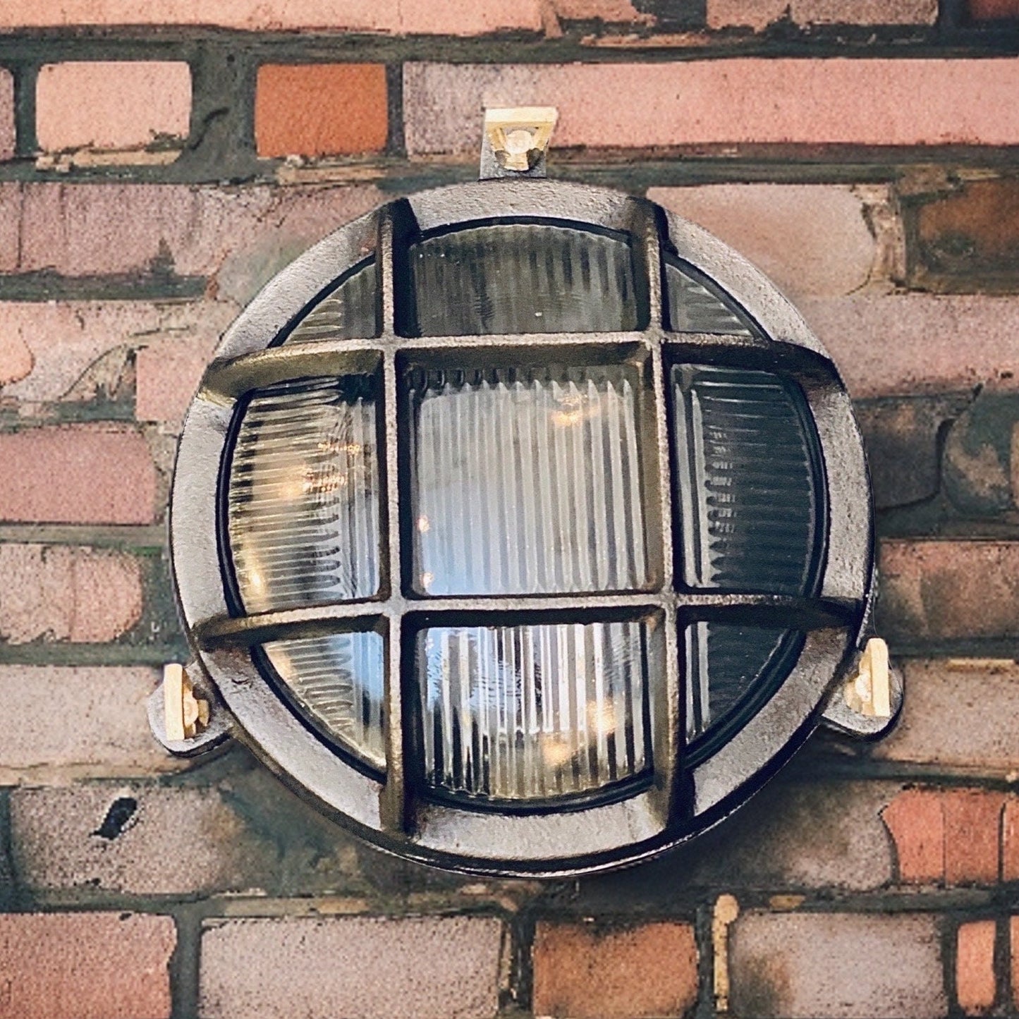 Wroxham ~ Caged Bulkhead Cast Pewter Industrial Wall Light | Ceiling Bathroom | Outdoor Garden | Vintage