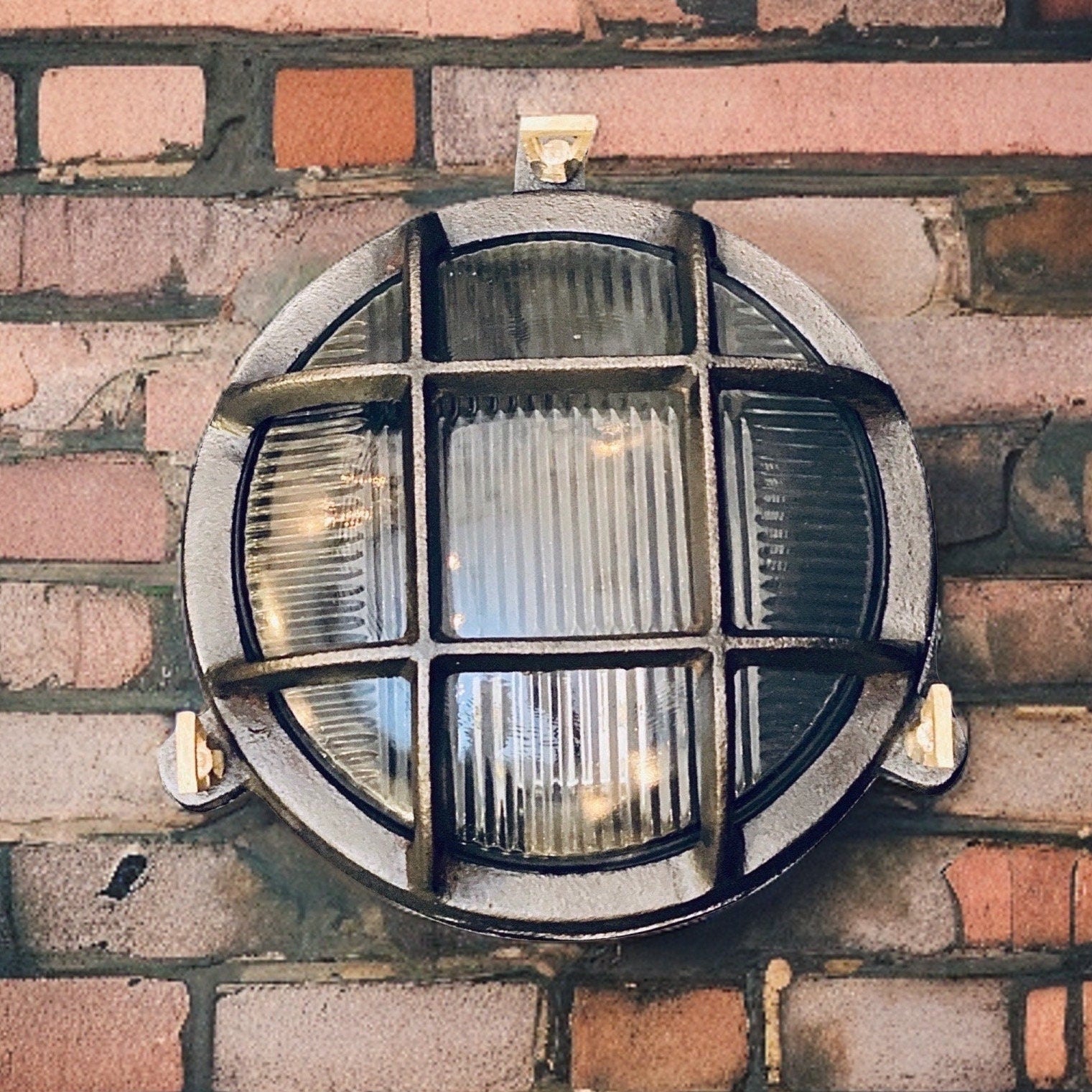 Wroxham ~ Caged Bulkhead Cast Pewter Industrial Wall Light | Ceiling Bathroom | Outdoor Garden | Vintage