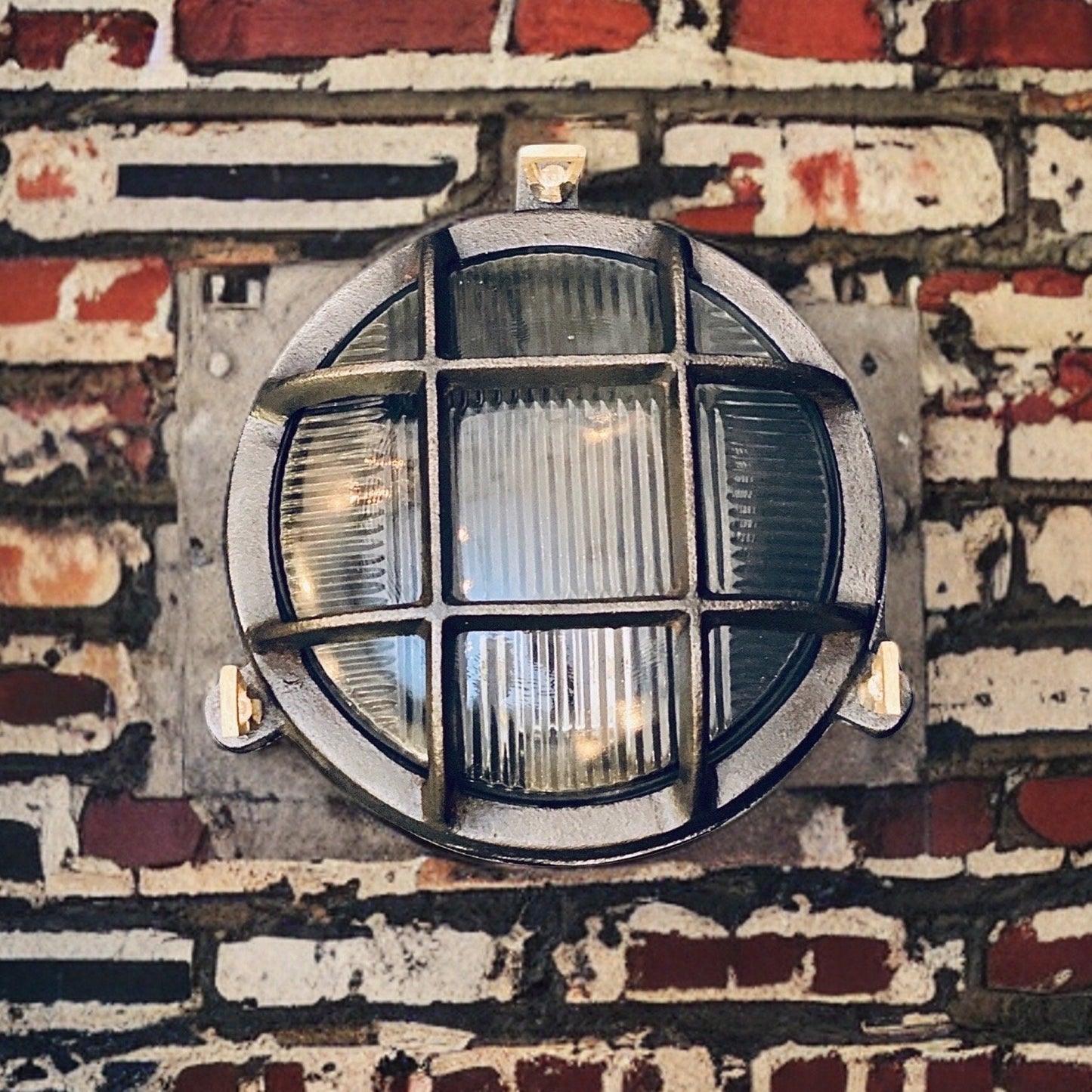 Wroxham ~ Caged Bulkhead Cast Pewter Industrial Wall Light | Ceiling Bathroom | Outdoor Garden | Vintage