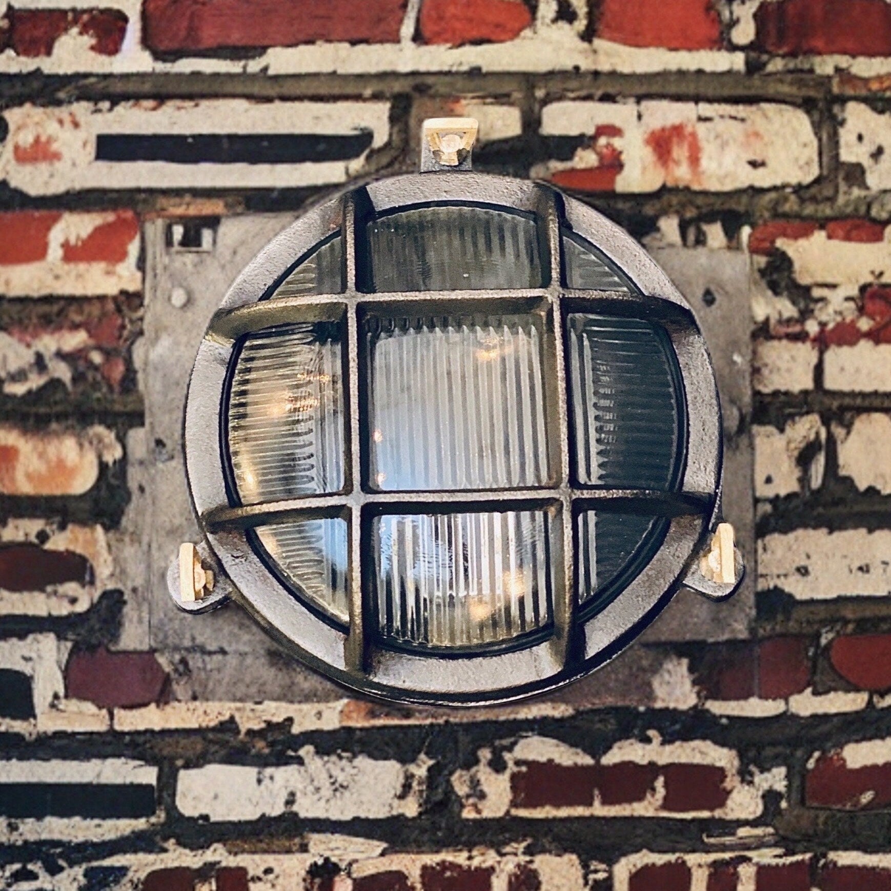 Wroxham ~ Caged Bulkhead Cast Pewter Industrial Wall Light | Ceiling Bathroom | Outdoor Garden | Vintage