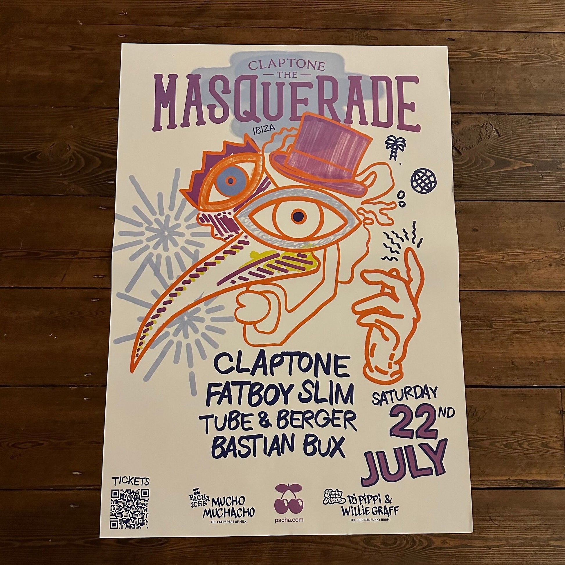 Masquerade ~ Genuine Official Pacha Ibiza Framed Dj Artwork Travel Poster | Luxury Black Frame
