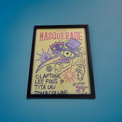 Masquerade ~ Genuine Official Pacha Ibiza Framed Dj Artwork Travel Poster | Luxury Black Frame