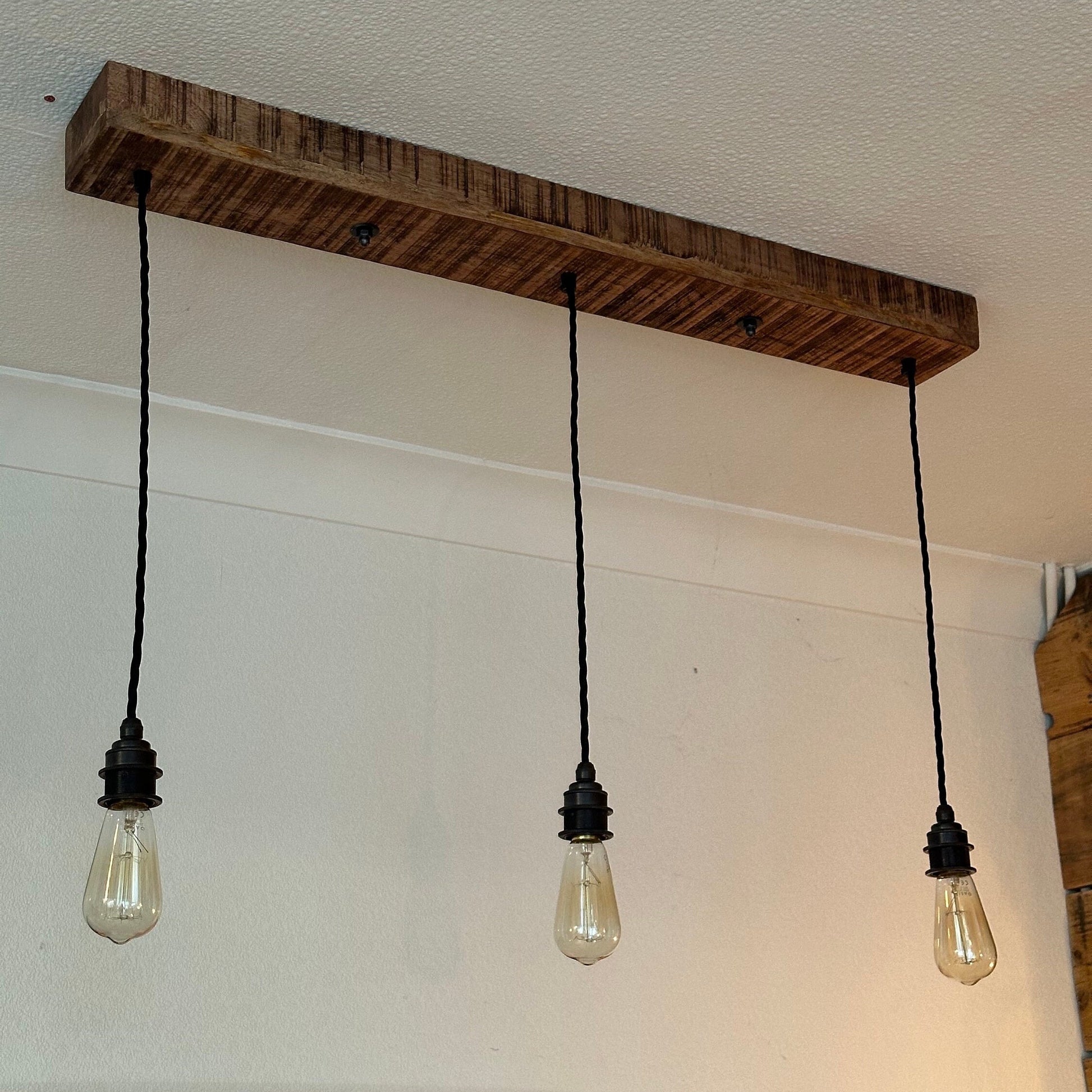 Wooden Rectangular 3 Outlet Ceiling Rose Solid Industrial
