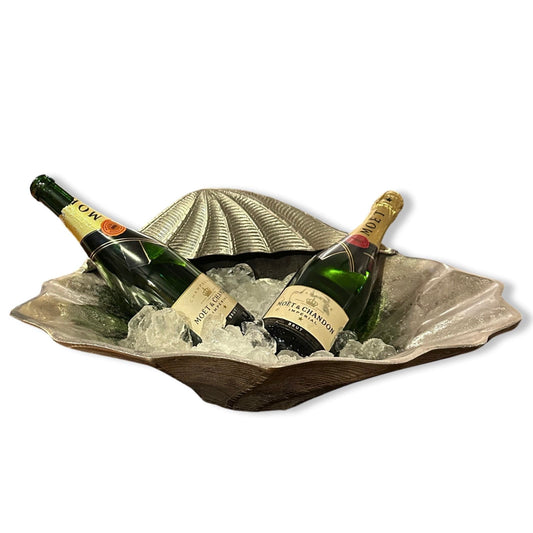 Clam Shell XXL ~ Solid Champagne Ice Bucket ~ Wine Cooler ~ Fruit Bowl
