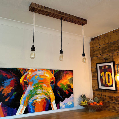 Wooden Rectangular 3 Outlet Ceiling Rose Solid Industrial