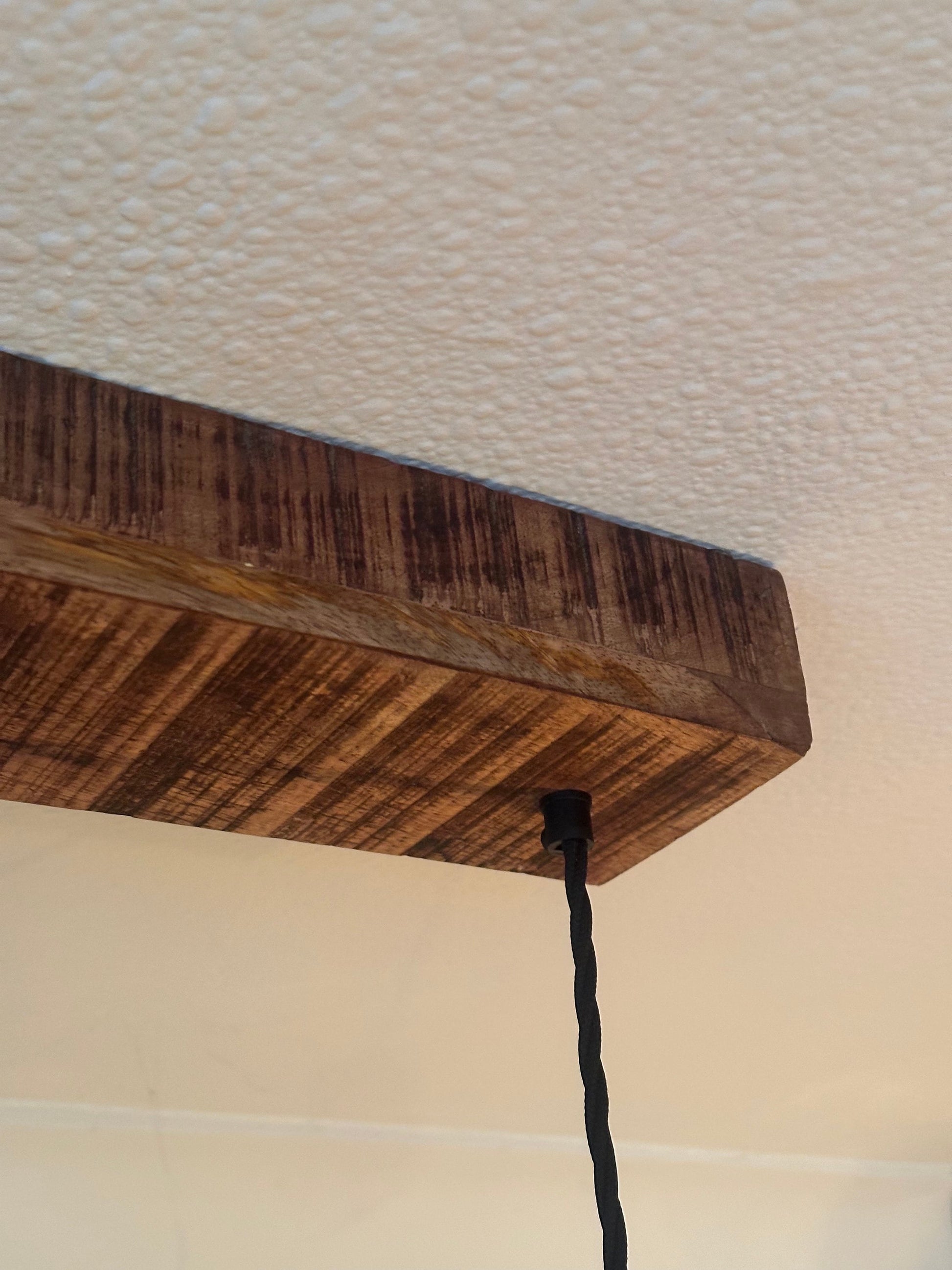 Cawston ~ 3 x Pistachio Green Lampshade Pendant Set Wooden Track Light | Dining Room | Kitchen Table