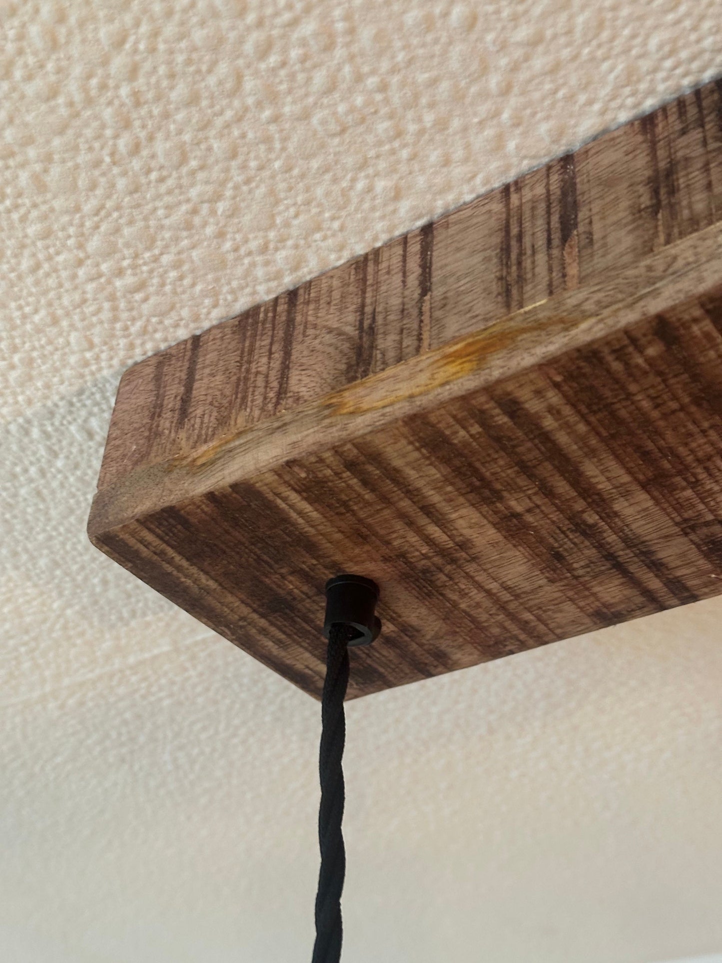 Lenwade ~ 3 x Glass Lampshade Pendant Set Wooden Track Light | Dining Room | Kitchen Table