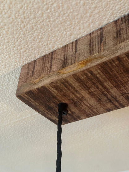 Lenwade ~ 3 x Glass Lampshade Pendant Set Wooden Track Light | Dining Room | Kitchen Table